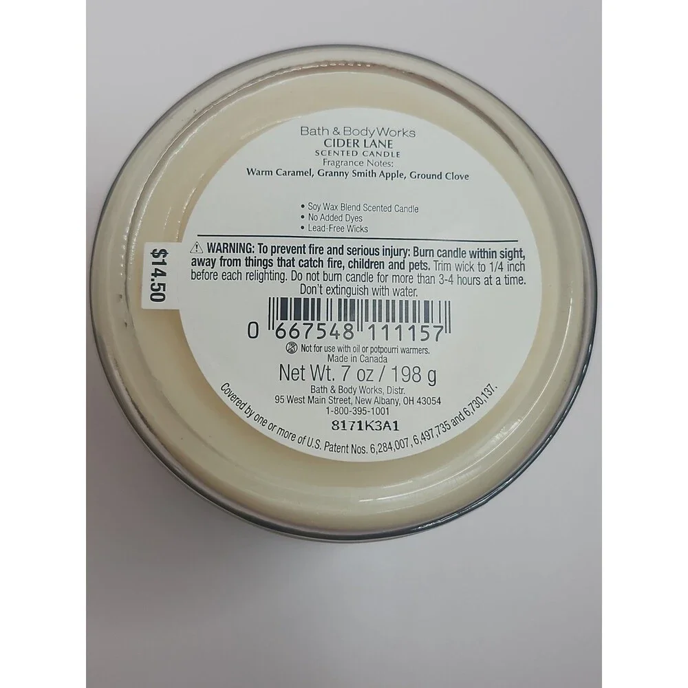 Bath & Body Works CIDER LANE Scented Candle 1-Wick 7 oz Fall Autumn NEW